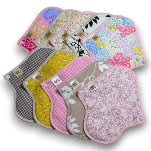 布ライナー 防水タイプ 布ナプキン おりもの用 軽い日用 アソート 6枚セット オーガニックコットン 19cm ライナー スナップ付き 日本製 エコ 柄はランダムで6枚入り (さらふわニット, 6, 枚)