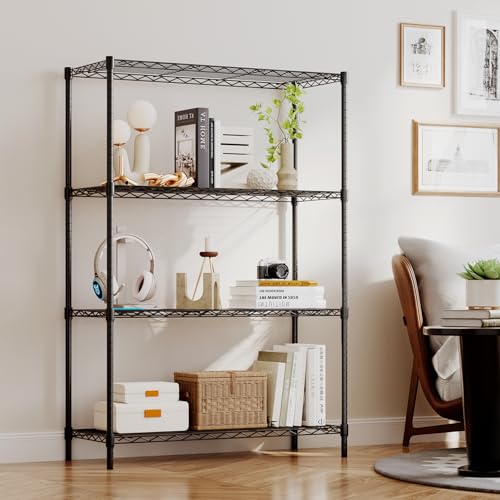 BestOffice | 4-Tier Wire Storage Shelves | 36x14x54 | Black | with Adjustable Racks | Heavy-Duty Metal Shelf, Holds Upto 1000 lbs | No-Tool Assembly | Ideal for Home & Garage Shelving - Image 3