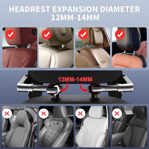 Image of DHOUSE Car Headrest Pillow, Adjustable Head Neck Support Pillow, Travel Sleeping L Shaped Design for Kids and Adults, Only Suitable for Car Seat Headrest with Poles, Black
