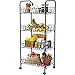 MOAMUN Carrello da Cucina, Scaffle da Cucina a 4 Ripiani in Metallo, Carrello Portaoggetti Salvaspazio con Rotelle a 4 Scomparti Per Garage, Cucina, Casa (Nero)
