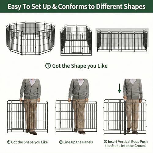 Image of Dog Fence Outdoor for Yard 24 Panels 40'' Rustproof Metal Dog Playpen