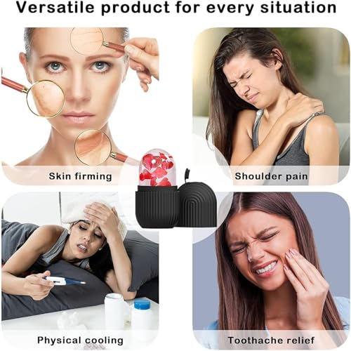 Image of ESZAZX Ice Roller for Face Massager | Cooling Facial Roller for Men & Women | Reduces Puffiness, Dark Circles & Swelling | Reusable, Durable Tool for Glowing Skin (Black)