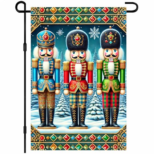 Image of BlissYard Christmas Garden Flag 12x18 Inch Nutcracker Soldier Yard Decor
