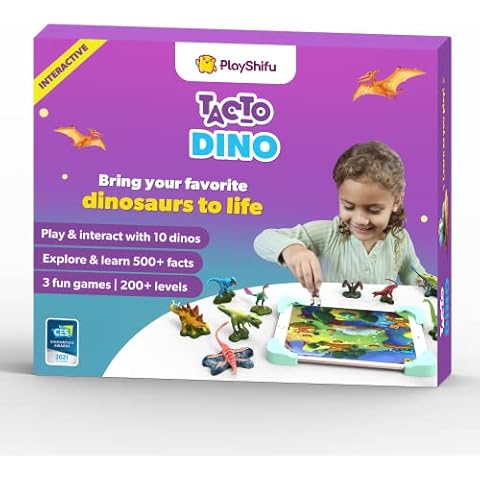 PlayShifu Interactive Dinosaur Toys - Tacto Dino (Dinosaur Figures Kit + App) Story-based Dinosaur Toys for Kids 3-5 | STEM Toys for 3 4 5 6 year old Birthday Gifts (Works with tabs / mobiles) Cover