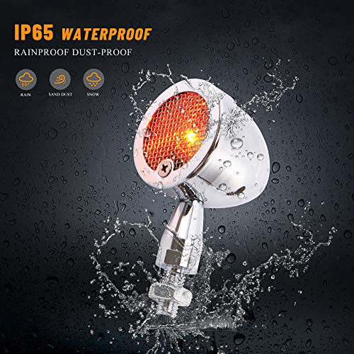 HUSUKU Motorcycle Turn Signal Lights 2pcs Large Chrome Bullet Front Rear Blinker Indicator Light Fit for, Harley Honda Kawasaki Suzuki Yamaha, Most Motorcycle, Street Bike, Scooter, Cruiser,Chopper - Thumbnail 4