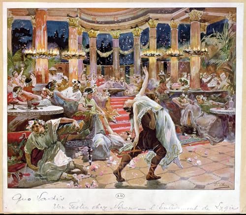 Pinturas murales retro un banchetto nel palazzo di Nerone póster de lienzo 60x90cm para pared