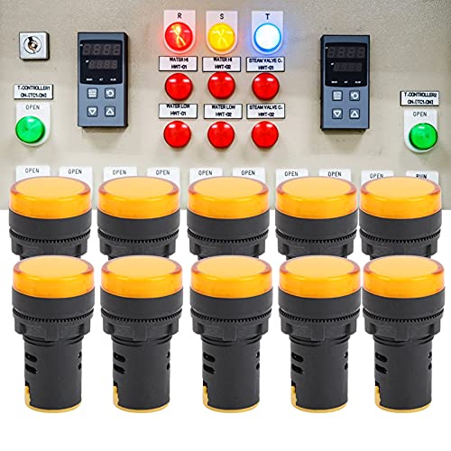Lâmpada indicadora LED, luz de indicação de sinal amarelo 10PCS para instrumentos e equipamentos par