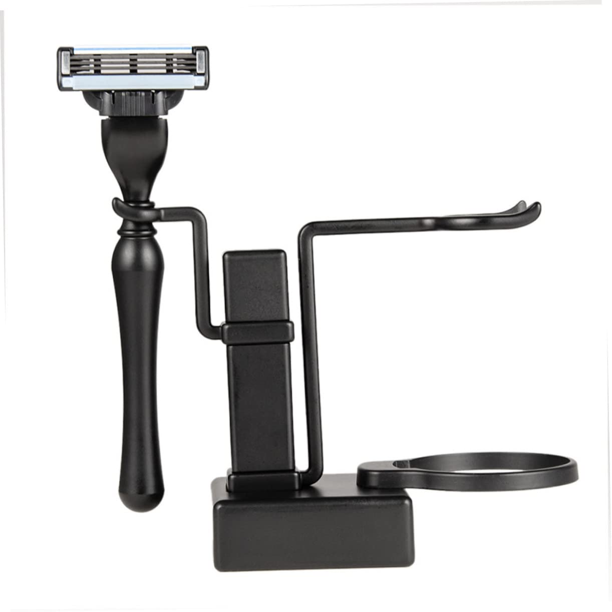 Ipetboom Safety Razor Stand Shave Bowl and Brush Holder 2pcs Shaving Bowl Set Men's Shaving Rack Black