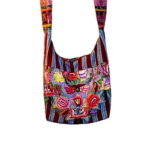 Guatemalan Embroidered Flowers Crossbody Bag