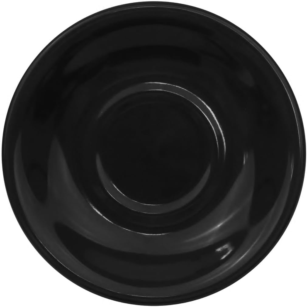 CAC China LV-21-BLK Plate R.E. Black 12" Stoneware Round, Color, Set of 12