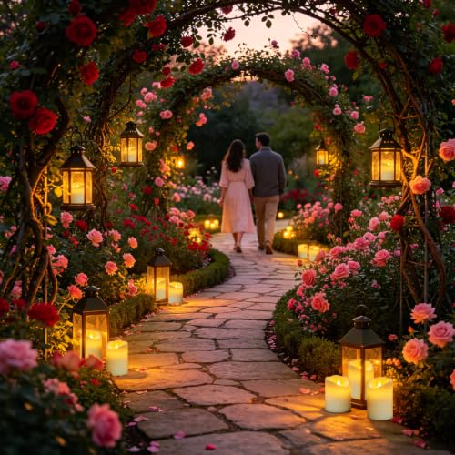 Image of antizer Flameless Candles Set of 9 Plastic LED White Pillars with 2 Remotes & Timer, Battery Operated Outdoor Decor for Garden Patio, Wedding & Home Festival (White - 3 inch D x 9 Pack)