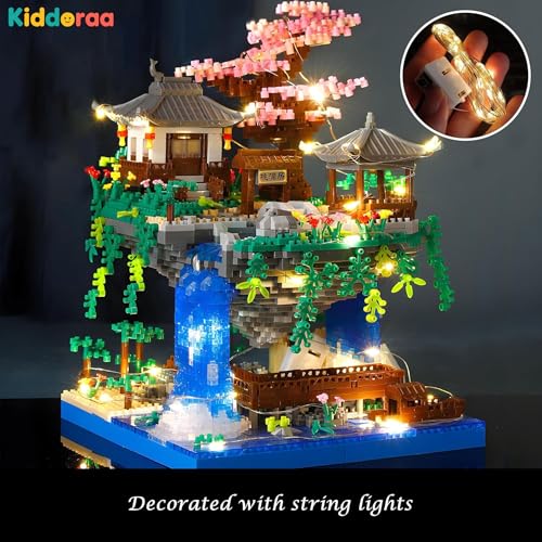 Image of Cherry Blossom Tree Building Set (3200+ Pcs), Sakura Tree - with LED Lights Deluxe Micro Mini Blocks Kit, Artistic Home & Office Decor, Challenging & Detailed Build | 12 Months Warranty