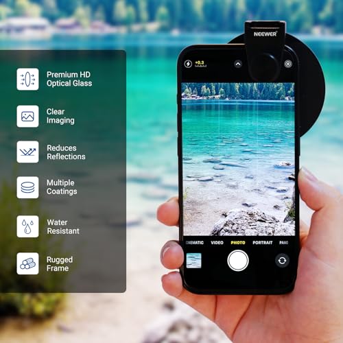Image of NEEWER 67mm Phone CPL Filter with Cold Shoe Clip, HD Circular Polarizer Lens Filter Accessories with Adjustable Polarization, Compatible with Android Samsung S26 Ultra iPhone 17 Pro Max & More, FL-113