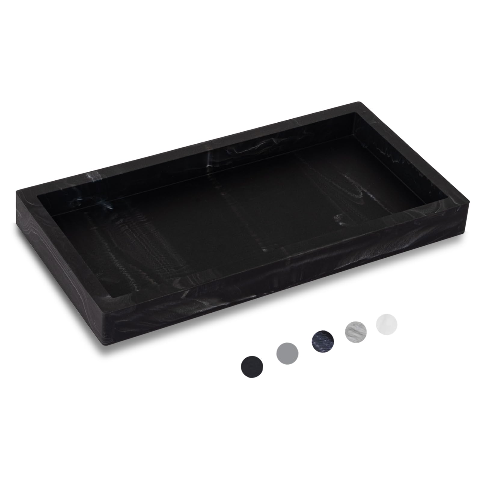Silicone Bathroom Vanity Tray Dish Soap Holder Sink Organizer, Marble Black
