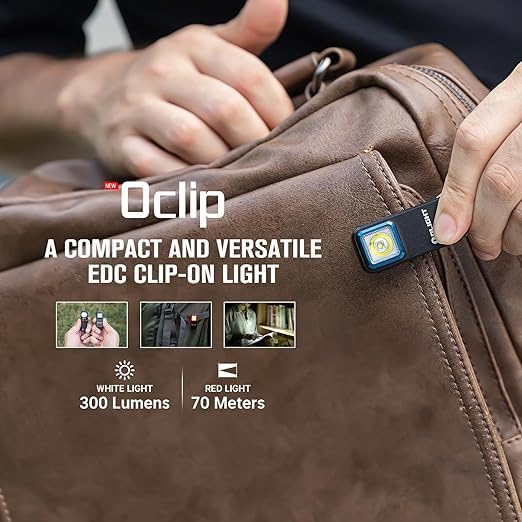 Rechargeable EDC Flashlight, 300 Lumens, Dual Light Source, Compact, Pocket Clip, Magnetic