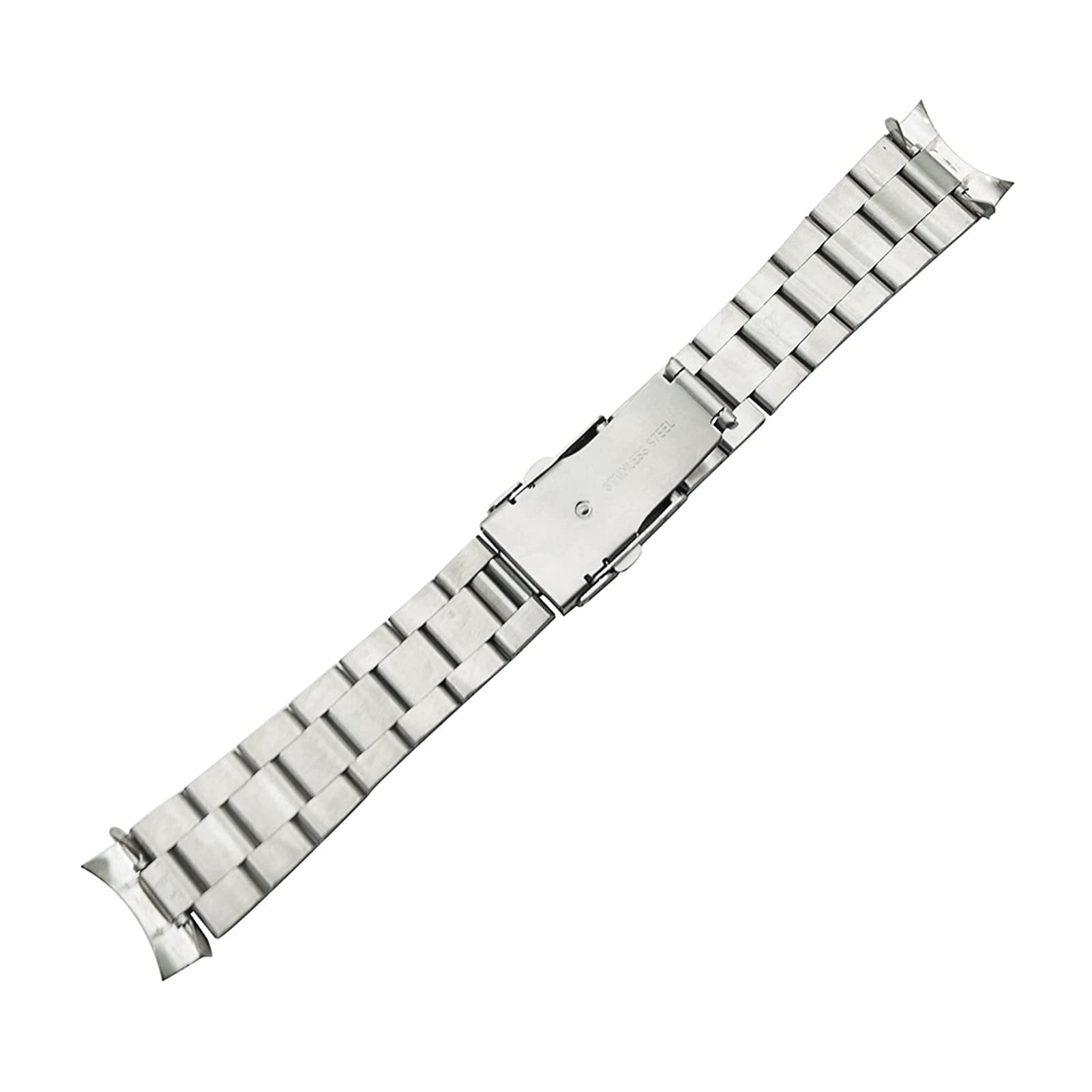 Bracelet de montre incurvé en acier inoxydable de 20 mm et 22 mm - Pour homme et femme - Double fermoir - Boucle de rechange