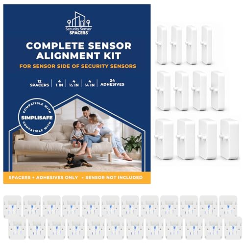 Image of Security Sensor Bundle for SimpliSafe - 12 Sensor Side Spacers + 24 Adhesives | Easy Install Home Protection