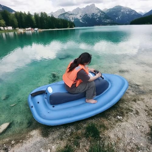 Electric Water Powered Motor Boat, up to 6 km/h Rechargeable Motorized Floats, 150kg/330lbs Capacity, Lightweight & Ultra-Portable, with Repair Kit&Pressure Air Pump,Motorboat