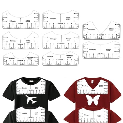 yufana T-Shirt-Ausrichtung Lineal, 8-Teiliges T-Shirt-Ausrichtungs-Lineal-Werkzeug, Schablonen-Lineal, Kurvenlineal, Kann Zum Entwerfen Von T-Shirts, Hosen, RöCken Verwendet Werden
