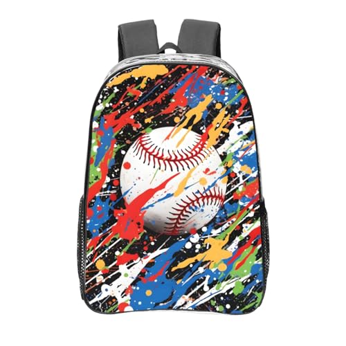 AYCZN Colored Splashes Baseball Clear Backpack Heavy Duty PVC Transparent Backpacks for Stadium Events Sport Ball Clear Bag for Women Men