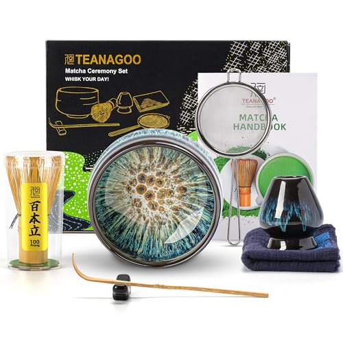 TEANAGOO Matcha Whisk Set, 7 Pcs Matcha Set with Holder/Scoop/Sifter, Matcha Kit for Ceremony,...