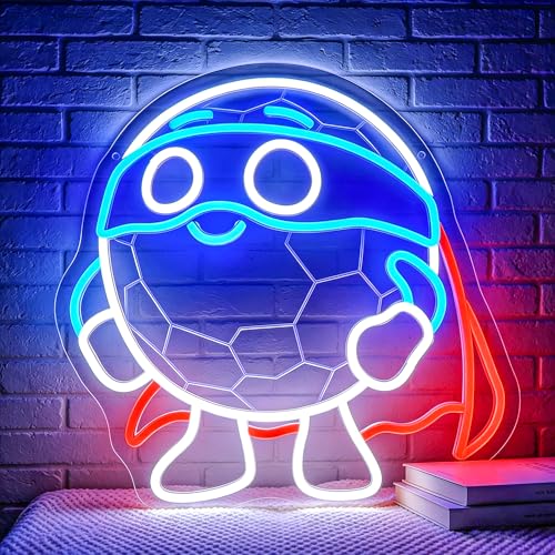 Image of Soccer Neon Sign for Wall Decor Light Up Sign Led Signs for Room Party Home Wall Decor USB Powered