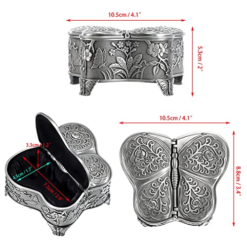 Hipiwe HPWSN00693 Vintage Metal Jewelry Box Butterfly Shape Trinket Box Decorative Metal Box Small Jewelry Storage Box thumb #5