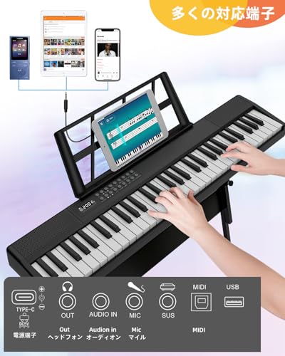 Vincona 電子ピアノ 折りたたみ 電子キーボード 61鍵盤 の商品画像 4