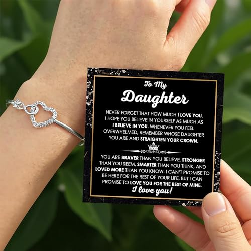 To My Beautiful Daughter Star Heart Bracelet – Adjustable Bracelet With Inspirational Message, Great Gift For Teen Adult Daughter, Elegant Keepsake For Any Birthday, Christmas, Graduation2