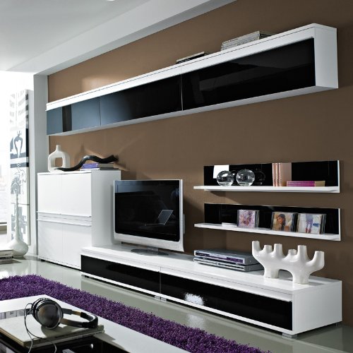 Germania Wohnwand Set FREESTYLE131 | In Schwarz und Weiss | Mit Glasfront - 4250796692958 Germania Wohnwand Set FREESTYLE131 | In Schwarz und Weiss | Mit Glasfront