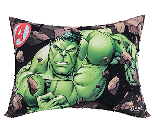 Image of Kuber Industries Marvel Hulk Print Baby Pillow|Polyester Super Soft Kids Pillow for Sleeping & Travel12 x 18 InchPack of 2 (Green)