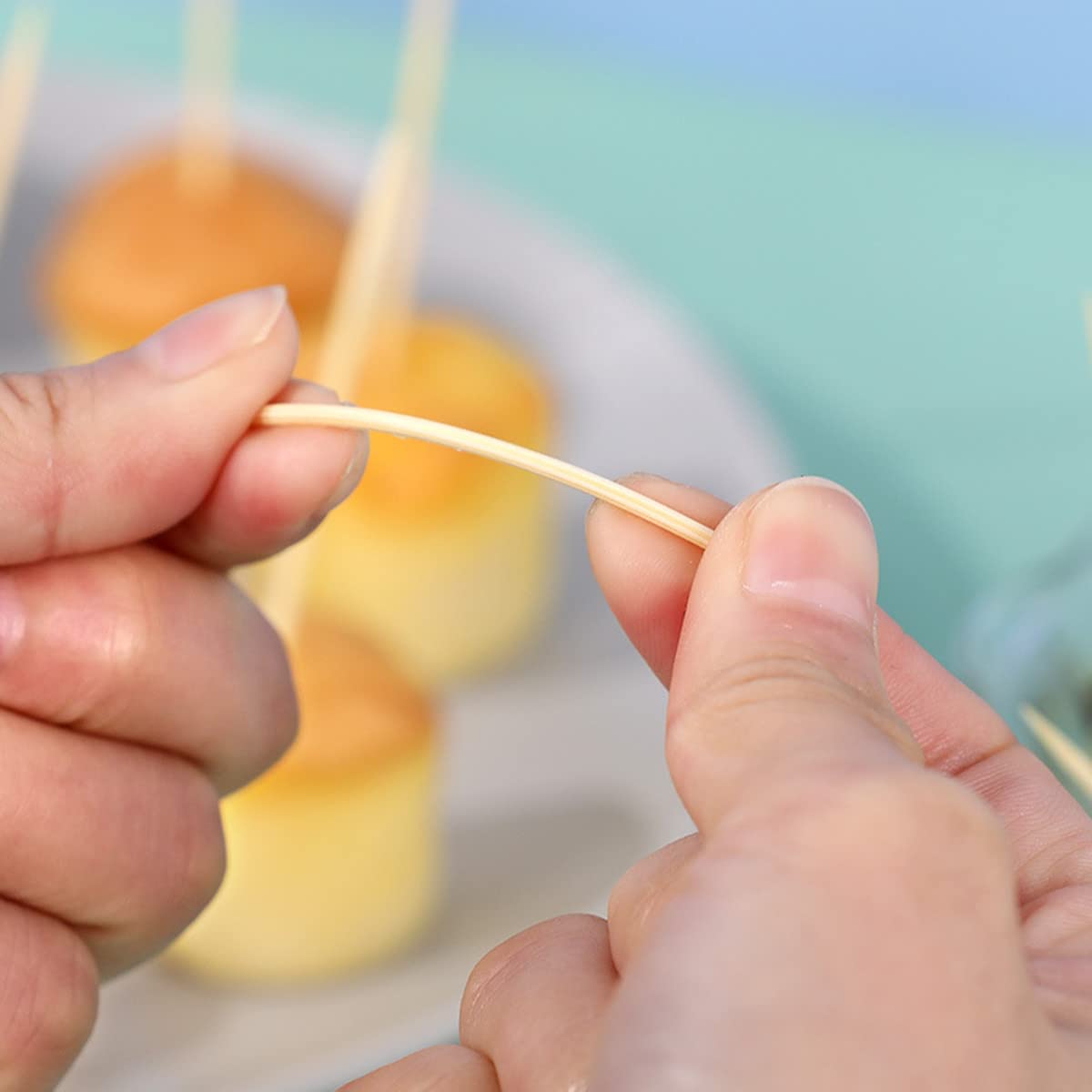Palillos de dientes redondos de madera de 3000 unidades, con acabado liso y resistente, palillos de bambú para aperitivos