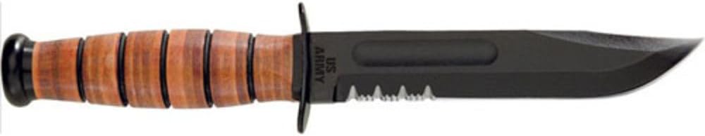 US Army, 7 in, Leather Handle, ComboEdge, Nylon Sheath
