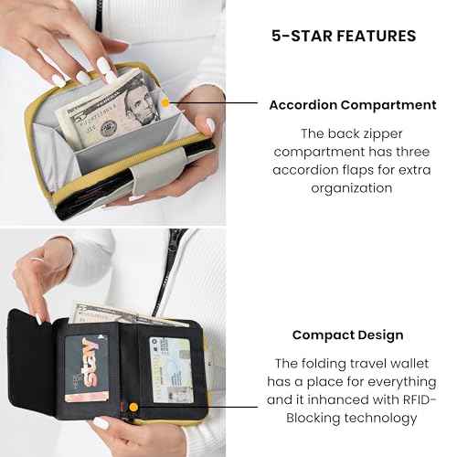 Image of Sherpani Barcelona, Nylon Bifold Zipper Pocket Wallet for Women, Travel Bag, RFID Protection