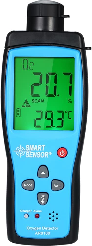 Oxygen Gas Detector, Weytoll Automotive O2 Gas Tester Monitor Air Quality Detector Handheld Oxygen Meter with LCD Display Alarm for Car, Climbing, Tunnel, Industry
