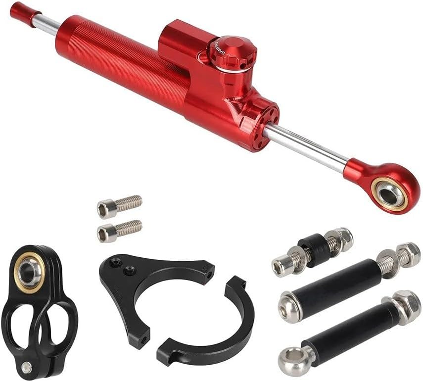 Steering Damper For Stabilizer Compatible For Kukirin For G3 Electric Scooter, Aluminum And Plastic Construction, Shock Absorption For Smoother Handling On Various Outdoor Terrains(Red)