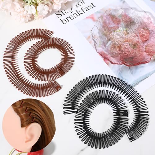 Apausvcm 9 Stück Full Circle Dehnbarer Kamm 2 Farben Kamm Flexibler Kunststoff Voll Kreisförmig Stretch Haarkamm Full Circular Stretch Hair Kamms Stirnband Haarbandhalter Haarschmuck für Frauen