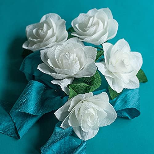 Just Flowers Crepe Paper for Craft, 7.5 Ft Long and 20 Inch Wide Crepe Paper Roll for Decoration and for Flower Making, Craft Supplies, (White & Red, Pack of 2) 2