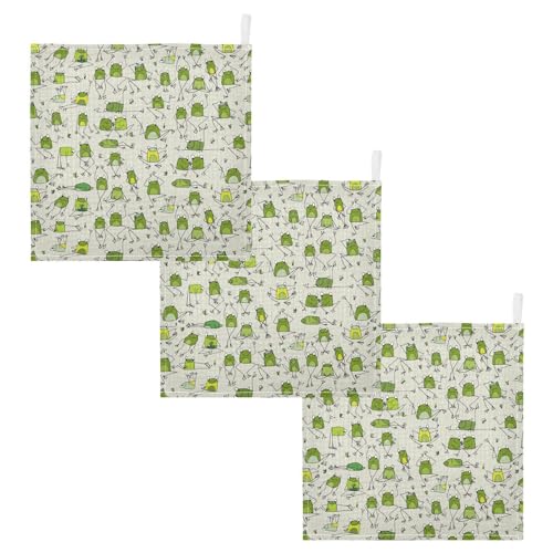 Image of vvfelixl Baby Cotton Washcloths Funny Frogs Infants Bath Towel for Unisex Face Towels for Newborn, Natural Baby Wipes Delicate Skin, 11.8 X 11.8 inch, one sizex5