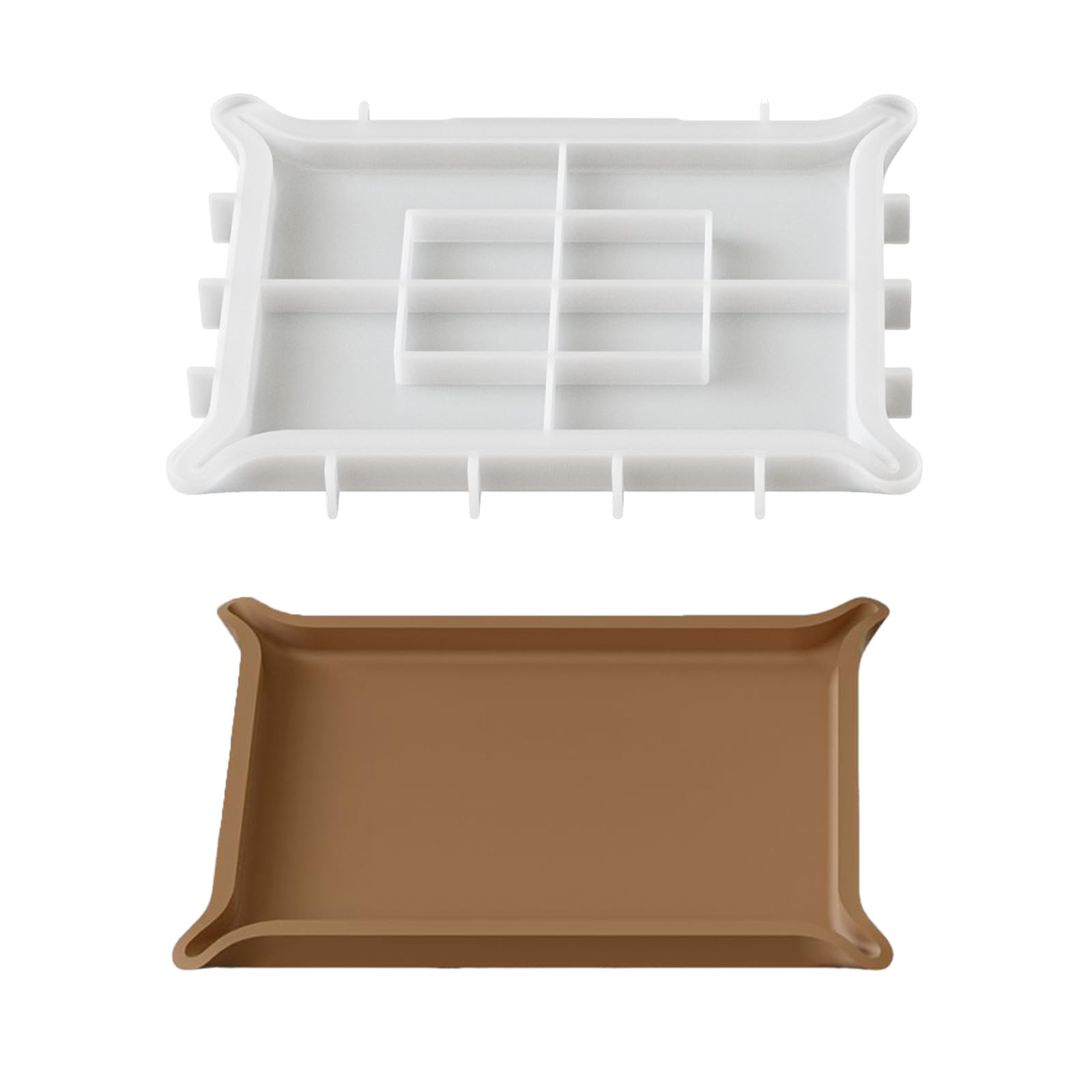 Molde de proyecto de bandeja de resina, forma de silicona reutilizable para bandeja de decoración rectangular, fundición y organización de proyectos, forma de fundición hecha a mano, organizador de de