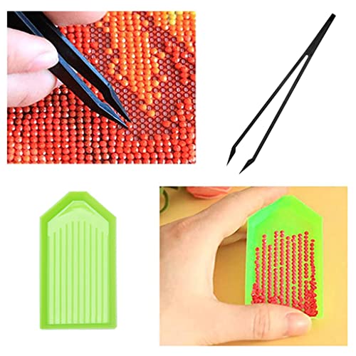 Image of ZIBUYU Diamond Painting Kit Tool 5D Diamond Art Pen Kit with 6 Diamond Painting Pen, 2 Tweezer, 10 Glue Clays, 4 Diamond Tray, 5D Diamond Painting Tool Kits Accessories - 22 Pieces