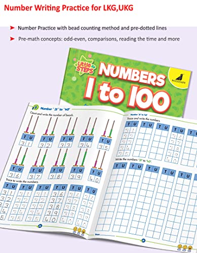 Image of Woodsnipe Number Writing and Maths Practice Books for Preschool Ages 4 to 6 Years| Number Writing 1 to 100 with Tracing, Ample Activity Worksheets on Shapes, Comparisons, Addition, Subtraction & more