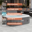 Foto di Arebos Spa idromassaggio 2400W | Piscina all'aperto | per 6 persone 185x185cm | 130 getti massaggianti | 910 L con riscaldamento | Funzione di gonfiaggio con un pulsante | Copertura inclusa | Bubble S