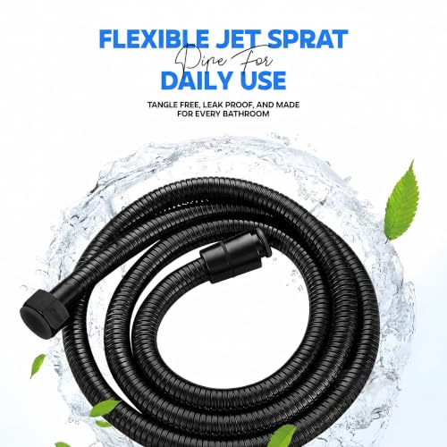 Image of Amazon Basics Stainless Steel Flexible Health Faucet Hose Pipe (1.5 Meter) | Rust-Proof Chrome Finish | Leak-Resistant Shower Hose for Jet Spray & Hand Shower | Universal Bathroom Connector