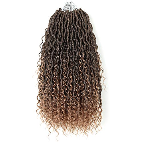 5packs NEW Goddess Locs Crochet Hair 18 Inch River Fauxs Locs Wavy Crochet With Curly Hair In Middle And Ends passion twist Synthetic Braiding Hair Extension(18 inch, T27)
