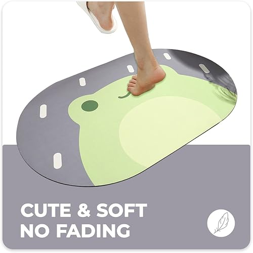 Miniatura 5 de Alfombra de baño suave, bonita alfombra de baño de rana, extra súper absorbente, acogedora alfombra de microfibra antideslizante para habitación de