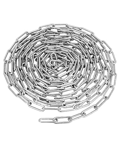QWORK® 2 Pack Galvanized Steel Chain - diameter 3 mm - 5 m - for Clothsline Garage Fence Bicycle Security Lock Dog Lead DIY Decoration