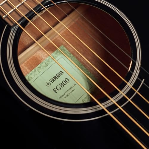 Image of YAMAHA FG800 BL 6-String Dreadnought Acoustic Guitar, Black Finish, Solid Spruce Top, Nato /Okoume Back & Sides, Scalloped Bracing, Right-Handed Guitar for Practice & Performance