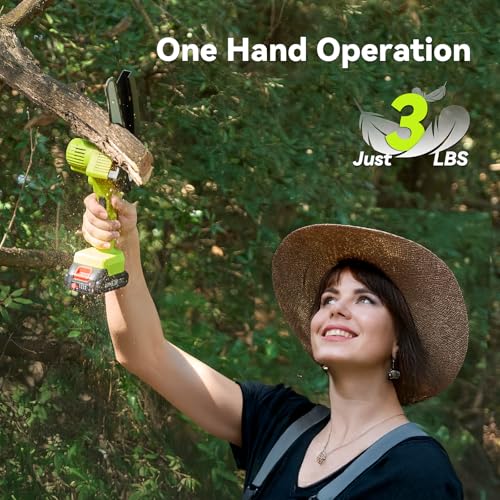 Image of Supstable 6-Inch Cordless Mini Chainsaw - 2000mAh Battery Handheld Electric Chainsaw with Auto Oiler, Lightweight Design for Tree Trimming, Wood Cutting, Camping & DIY