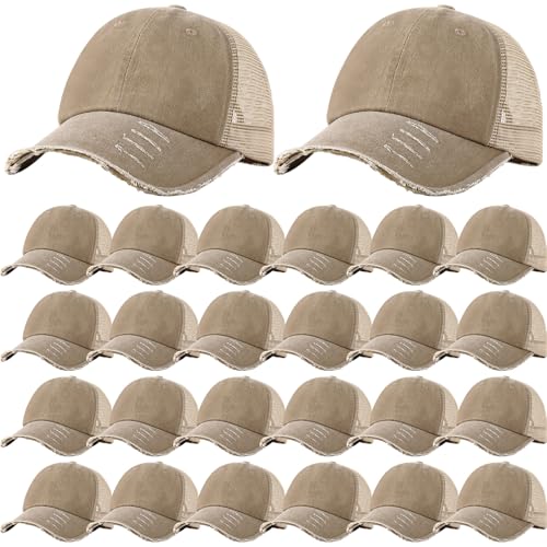 Image of Suhine 24 Pcs Blank Trucker Hat Bulk Unisex Mesh Baseball Cap for Sublimation Embroidery Vintage Adjustable Hat for Men Women